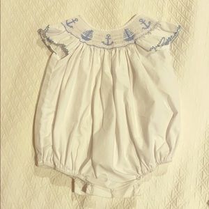 Smocked bubble with sailboats